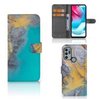 Motorola Moto G60s | Bookcase | Marble Blue Gold - thumbnail