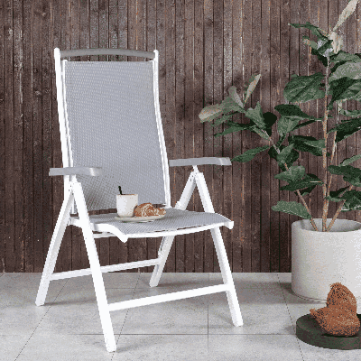 Nohr Verstelbare Tuinstoel 'Candise' kleur Wit/Grijs