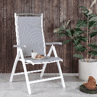 Nohr Verstelbare Tuinstoel 'Candise' kleur Wit/Grijs - thumbnail