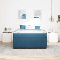 Bedframe met matras met matras Blauw 160 x 200 cm Fluweel - thumbnail