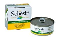 Schesir kip met ham (jelly) natvoer hond (blikjes) 2 trays (20 x 150 g) - thumbnail