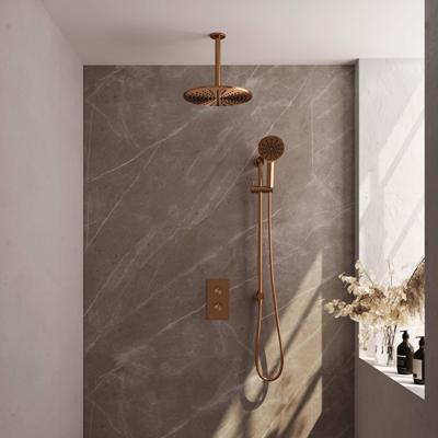 Brauer Copper Edition Thermostatische Regendoucheset Inbouw - Hoofddouche 30 cm - 3 Weg - Handdouche 3 Standen - Doucheslang - Geintegreerde Glijstang