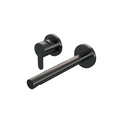 Brauer Gunmetal Edition Wastafelmengkraan inbouw - rechte uitloop rechts - hendel plat smal - model D2 PVD - geborsteld gunmetal 5-GM-083-S4-65