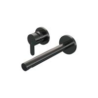 Brauer Gunmetal Edition Wastafelmengkraan inbouw - rechte uitloop rechts - hendel plat smal - model D2 PVD - geborsteld gunmetal 5-GM-083-S4-65 - thumbnail