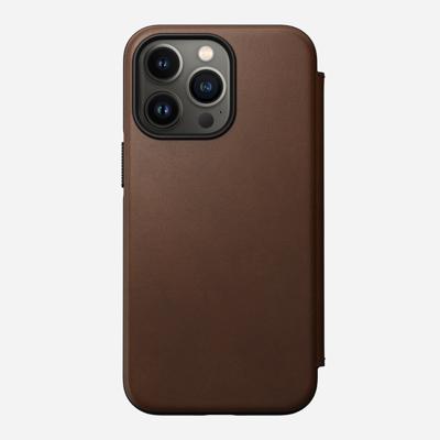 Nomad Modern Horween lederen folio iPhone 13 Pro - Brown