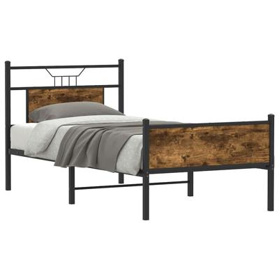 Bedframe zonder matras hout gerookt eikenkleurig 90x190 cm Bedframe zonder matras hout gerookt eikenkleurig 90x190 cm