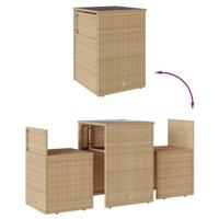 3-delige Bistroset met kussens poly rattan beige - thumbnail