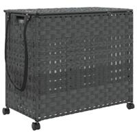 VidaXL Wasmand op wielen 66x35x60 cm rattan grijs - thumbnail