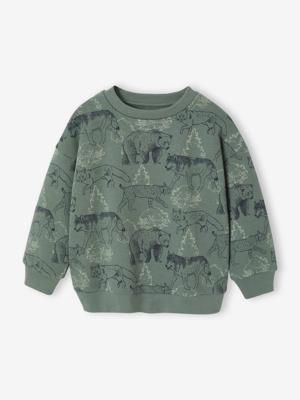 Sweater met print voor jongens saliegroen