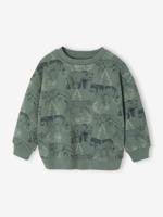 Sweater met print voor jongens saliegroen - thumbnail
