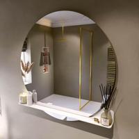 MONDIAZ SPOT spiegel rond 120cm met Spiegelplanchet kleur Talc. - thumbnail