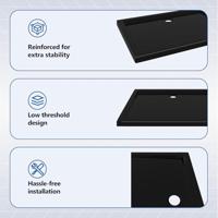 Douchebak rechthoekig 70x90 cm ABS zwart - thumbnail