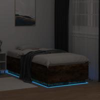 Bedframe LED-verlichting bewerkt hout gerookt eiken 75x190 cm - thumbnail