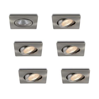 LED-inbouwspot set 6 stuks Locco RVS 3W dimbaar