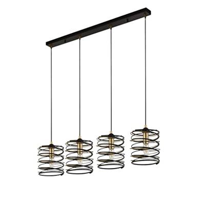 Searchlight HanglampSpring 4-lichts zwart met goud - 85583-4BGO
