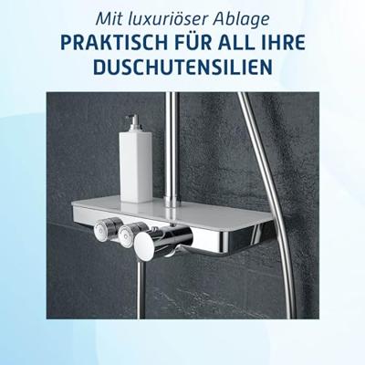 Saqu Total Control regendoucheset met 3 straalsoorten en planchet Ø30cm chroom