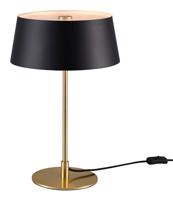 Kleine tafellamp mat zwart en messing E14 fitting en schakelaar Nordlux Clasi - thumbnail