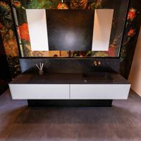 Badkamermeubelset Mondiaz Erin 200 cm met 2 Lades met RIDGE Wastafel Rechts Urban Zonder Kraangaten Greeploos Mat Cale - thumbnail