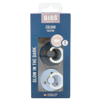 Bibs Fopspeen maat 2 iron/baby blue night 2 pack 2 Stuks