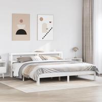 Bedframe met hoofdeinde zonder matras 200x200 cm wit - thumbnail