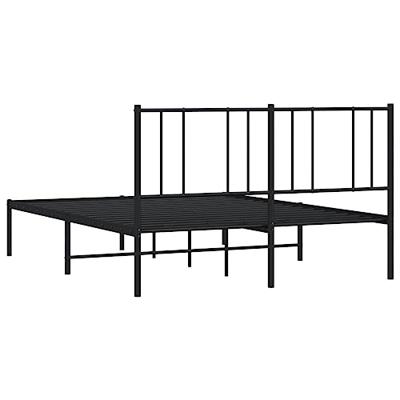 Bedframe met hoofdbord metaal zwart 140x200 cm