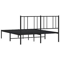 Bedframe met hoofdbord metaal zwart 160x200 cm - thumbnail