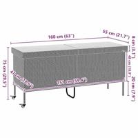 Tuinbox met wielen 160x55x75 cm poly rattan zwart - thumbnail