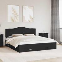 Bedframe met hoofdeinde Zwart 200 x 200 cm Bewerkt hout - thumbnail