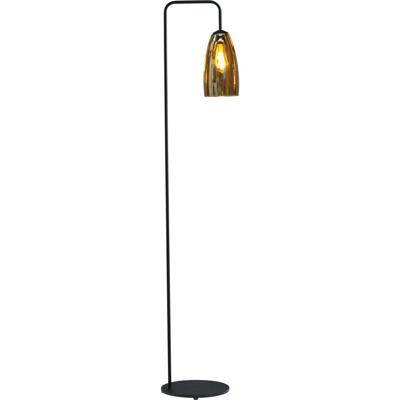 Masterlight Zwarte vloerlampQuinto met gestreept glas - 1262-05-05-10