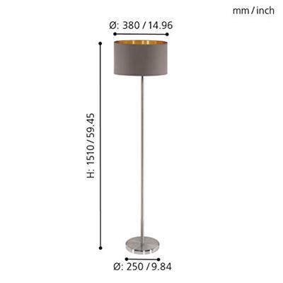 Eglo VloerlampMaserlo 38cm metaalgrijs met taupe kap - 95172