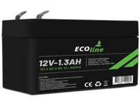 EcoLine - AGM 12V 1.3AH - 1300mAh VRLA Batterij - 151 x 65 x 95 - Deep Cycle Accu - thumbnail