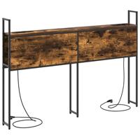 Opberghoofdbord Gerookt eiken 135 cm Bewerkt hout - thumbnail