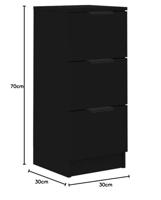 Dressoir 30x30x70 cm bewerkt hout zwart - thumbnail