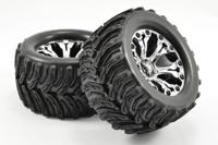 Fastrax Arrow MT banden op chrome 6-spaaks velgen - 1/10 Truck - thumbnail