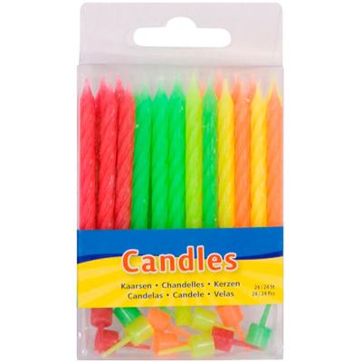Folat BV Neon kaarsjes, 24st.