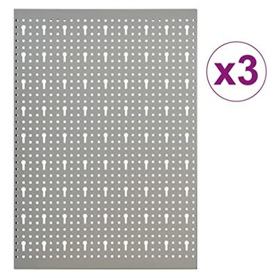 VidaXL Gaatjespaneel wandgemonteerd 3 st 40x58 cm staal VidaXL Gaatjespaneel wandgemonteerd 3 st 40x58 cm staal