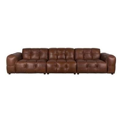 Dutchbone 4,5-zits Bank 'Hackman' Leder, kleur Chocolate Dutchbone 4,5-zits Bank 'Hackman' Leder, kleur Chocolate