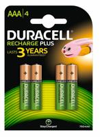 Duracell Plus AAA oplaadbare batterijen - 4 stuks - thumbnail
