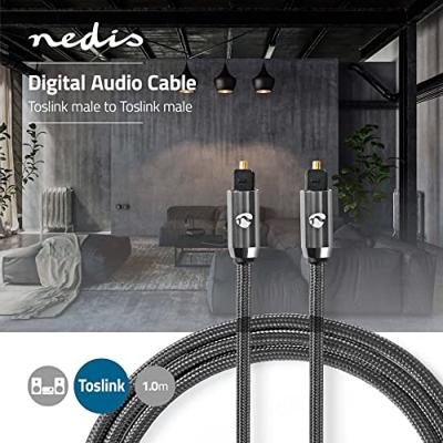Nedis Optische Audiokabel | TosLink Male naar TosLink Male | 1 m | 1 stuks - CATB25000GY10 CATB25000GY10