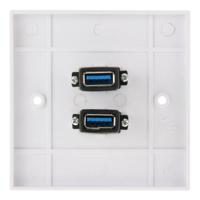 Dual USB 3.0 vrouwtje plug thuis oplader oplaad Muurplaat Paneel - thumbnail