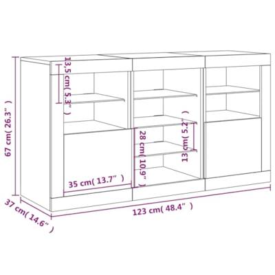Dressoir met LED-verlichting 123x37x67 cm betongrijs