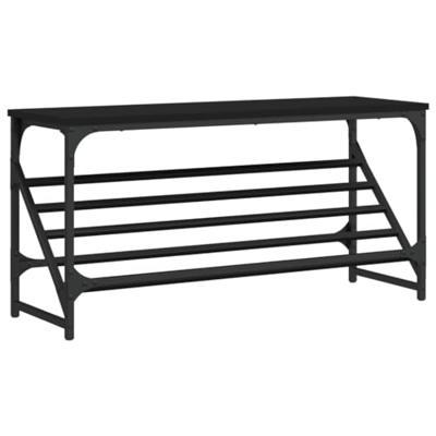 VidaXL Schoenenrek 90x30x45 cm bewerkt hout zwart VidaXL Schoenenrek 90x30x45 cm bewerkt hout zwart