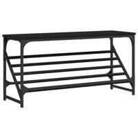 VidaXL Schoenenrek 90x30x45 cm bewerkt hout zwart - thumbnail