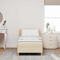 Boxspringbed met matras creme 90x200 cm stof Crème 80 x 200 cm - thumbnail