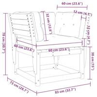 Tuinbank met armleuningen en kussens massief douglashout - thumbnail