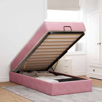 Ottoman bed met matras 90x200cm fluweel roze