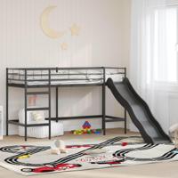 Kinder loft bedframe met glijbaan Zwart en Anthraciet - thumbnail