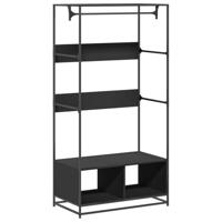 Kledingkast 90x50x180 cm bewerkt hout zwart - thumbnail