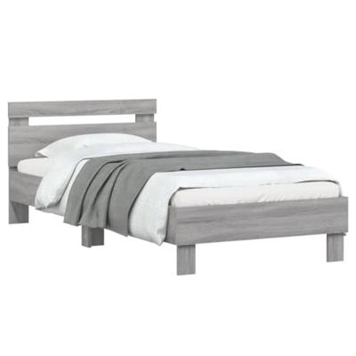 Bedframe met hoofdeinde bewerkt hout grijs sonoma 90x200 cm