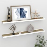Wandschappen 2 st 80x9x3 cm wit en sonoma eikenkleurig - thumbnail